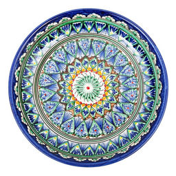 Ляган узбекский Риштанская керамика «Узоры», d=25 см, синий, МИКС