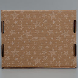Цена за 5 шт. Коробка сборная с окном Звезды, бурый ,27х10х21 см - Дарите счастье фото 4