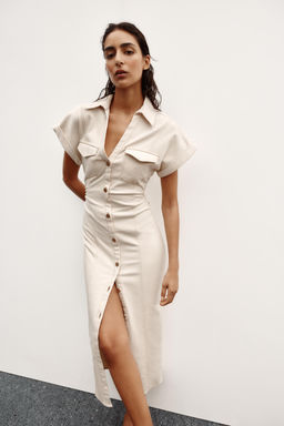 MIDI DRESS WITH GATHERED WAIST - Zara фото 11