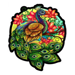 Пазл фигурный Королевский павлин + ребусы