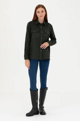 Женская рубашка цвета хаки с длинным рукавом - U.s. polo assn фото 18