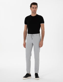 A__k Gri Slim Fit Beli Ba_c_kl_ Esnek Klasik Pantolon