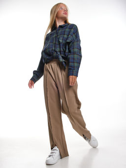 Брюки со строчкой для девочки 33-7499 хаки - Mini maxi фото 11