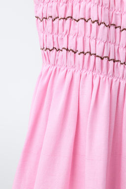 VESTIDO NIDO DE ABEJA CON LINO / Rosa - Zara фото 4