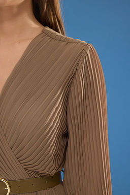 TRENDYOLMILLA Siyah Kemerli A Kesim Piliseli Maxi Astarl? Sifon Dokuma Elbise TWOAW24EL00471 фото 22