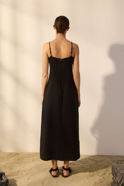 Trendyolmilla Bej %100 Keten Basic Midi Elbise TWOSS25EL00606  фото 4