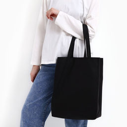 Цена за 3 шт. Шопер, 42×10×30 см, однотонный, без подклада, цвет чёрный