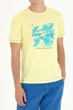 Мужская светло-желтая футболка с круглым вырезом - U.s. polo assn фото 13