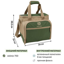 Термосумка «Арктика» с набором посуды для пикника на 3 человека, объём 13.5 л, зелёная