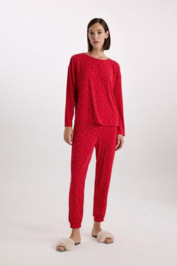 Fall in Love Pijama Tak?m? Softshell Uzun Kollu Ust Beli Lastikli Uzun Alt