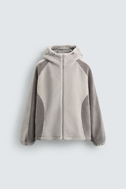 COLOUR BLOCK FAUX SHEARLING JACKET - Zara фото 7
