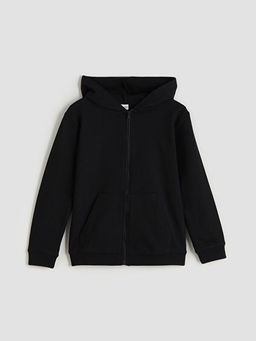Kap??onlu Erkek ?ocuk Fermuarl? Sweatshirt