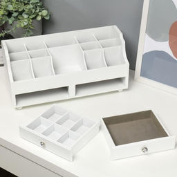 Шкатулка дерево для украшений и косметики 2 ящика белая 35х16,5х17 см - Simaland фото 3