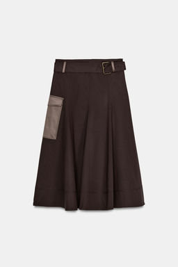 CARGO MIDI SKIRT WITH BELT - Zara фото 6