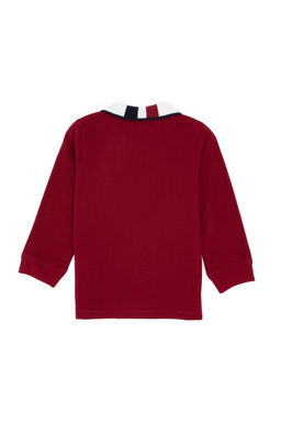Erkek _ocuk Bordo Polo Yaka Basic Sweatshirt