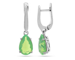 Серьги из серебра лунный камень зеленый, Ю-200М45