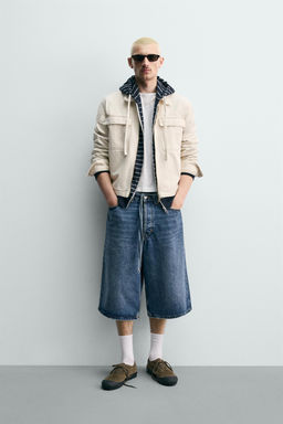 CAZADORA CROPPED FIT CREMALLERA / Crudo