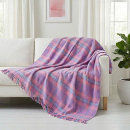 Плед ALTRO арт.ТП1200-11 ФОСКАНИ (клетка роз-сирен.)