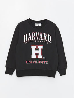 Bisiklet Yaka Harvard University Bask?l? Uzun Kollu Erkek ?ocuk Sweatshirt