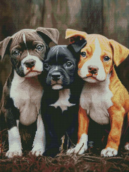 Вышивка крестиком 40х50см, Щенки