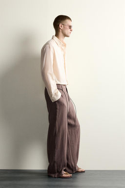 PANTAL?N RELAXED FIT 100% LINO / Marr?n - Zara фото 4