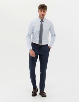 A__k Mavi Slim Fit Uzun Kollu Basic G_mlek