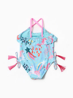Купальник для девочки слитный MINAKU «Единороги», голубой, рост 116-122 см