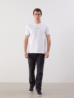 Bisiklet Yaka Bask?l? Penye Erkek Ti??rt