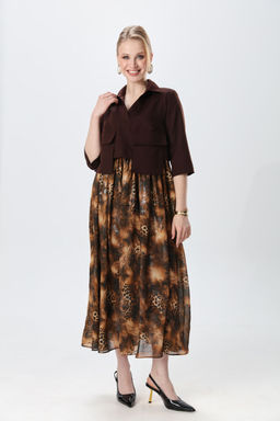 Платье NIKVA н514-5 шоколад и кофейный леопард