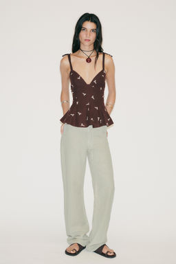 PEPLUM EMBROIDERED TOP