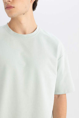 Базовая футболка свободного кроя с круглым вырезом и короткими рукавами - Defacto фото 5