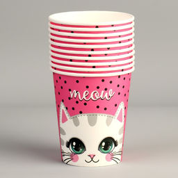 Цена за 10 шт. Стакан бумажный Милый котик, 250 мл - Страна карнавалия фото 2