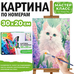 Картина по номерам MKR3020-33 "Белая кошечка" 30х20 см.