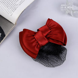 Цена за 2 шт. Заколка - автомат для волос «Бантик», с сеточкой для пучка, d=10 см, бордо