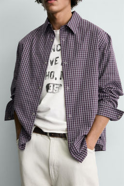 CAMISA RELAXED FIT CUADROS / Burdeos - Zara фото 6