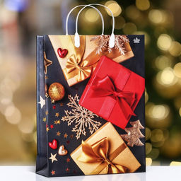 Пакет новогодний «Подарки на сером», мягкий пластик, 40×30 см Новый год
