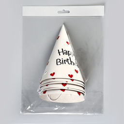 Колпак бумажный на день рождения Happy Birthday, набор 6 шт.