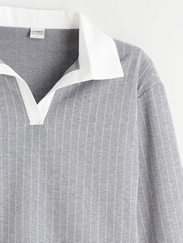 Polo Yaka ?izgili K?z ?ocuk Sweatshirt