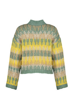 Mavi Yumusak Dokulu Etnik Desenli Kal?n Crop Triko Kazak TWOAW24KZ00688 - Trendyolmilla фото 14