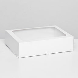 Цена за 5 шт. Коробка складная, крышка-дно, с окном, белый, 25 х 18 х 6,5 см,