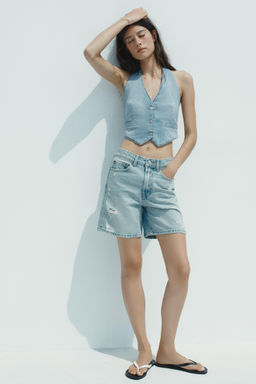 TRF DENIM WAISTCOAT TOP