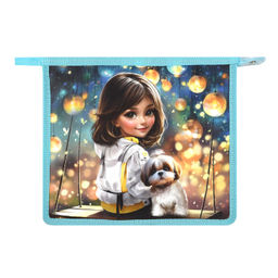 Папка для школьных тетрадей пластиковая Феникс+, арт. 69296/ 12 ШАТЕНКА С СОБАЧКОЙ (полипропилен, формат А5, 23.3x20х6.5 см, 1 отделение (-я), молния, дно с расширением, УФ-печать)