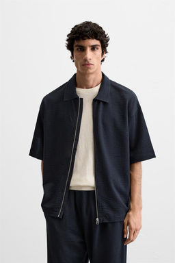 SEERSUCKER POLO SHIRT WITH ZIP - Zara фото 2