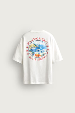 CAMISETA RELAXED FIT ESTAMPADOS CONTRASTE / Blanco roto - Zara фото 7