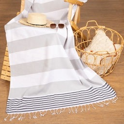 Пештемаль для пляжа, бани, сауны Фортуна 100х180 см, серый