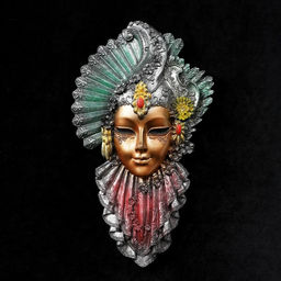 Венецианская маска «Рубин», панно, настенный декор, золото, 32 см, МИКС