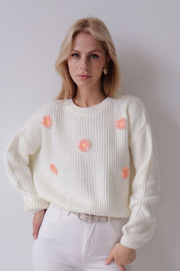 9837 Джемпер белый с цветами - Martichelli фото 8