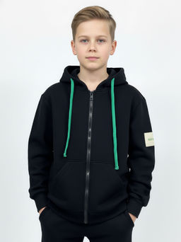 Толстовка зипка с капюшоном на молнии 22-7312 черный - Mini maxi фото 2