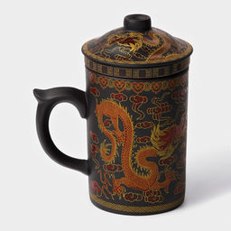 Кружка с крышкой и ситом «золотистое дракон», 350 мл, керамика