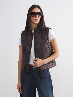 Dik Yaka Kapitone Oversize Kad?n ?i?me Yelek